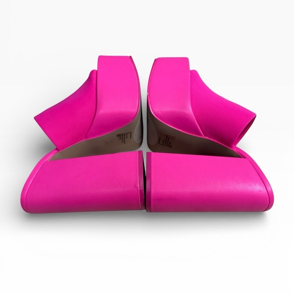 Steve Madden Tristyn Platform Mule Sandals Hot Pink Square Toe Heels Size 9 - Picture 4 of 7